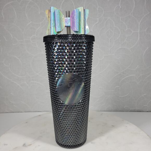 Starbucks Black Iridescent Studded Tumbler‎ Venti 24oz Gray Straw Fall 2020 - Picture 8 of 15